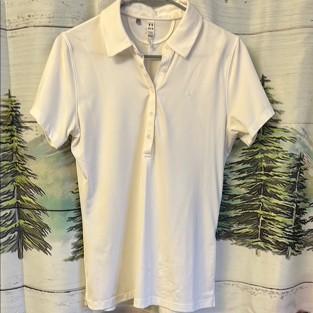 Under Armour Women's White Heat Gear Performance Polo Shirt